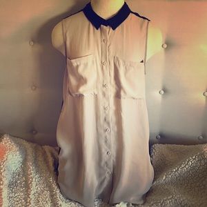 H&M Button Up Chiffon Two Tone Blouse, 10