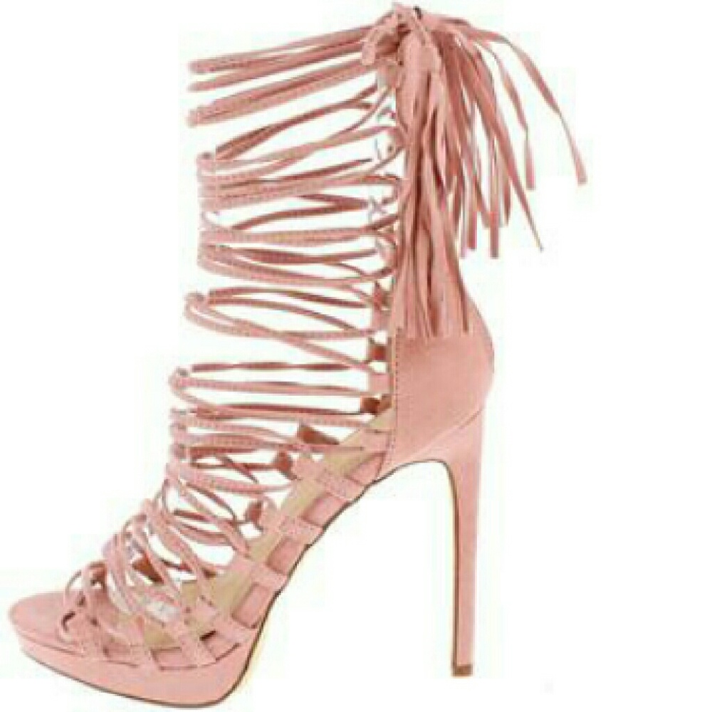 *STRAPY PINK  PEEP TOE STILETTOS!*