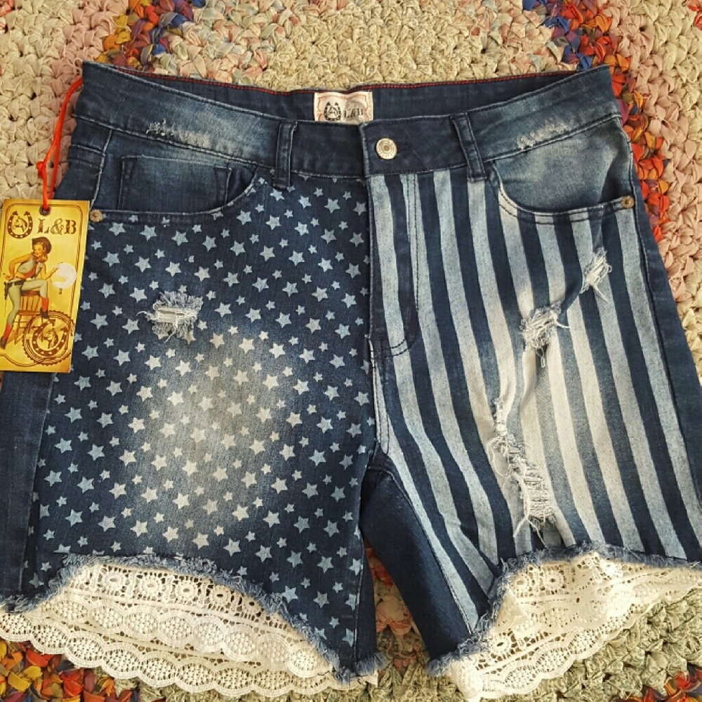 Stars and Stripes Denim Shorts. ~ runs small