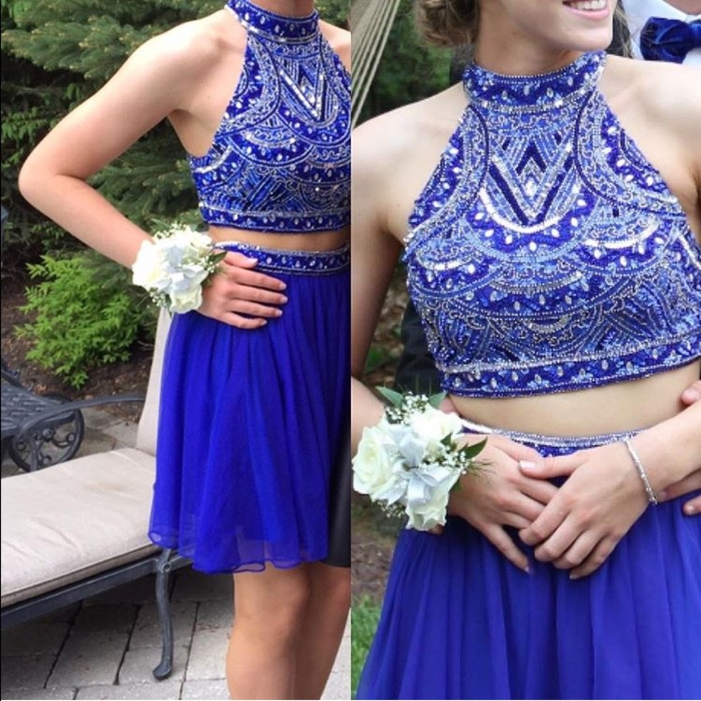 Blue Two-Piece Scala Prom Dress