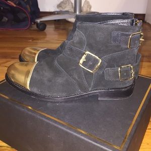 H&M x Balmain gold toe ankle boots