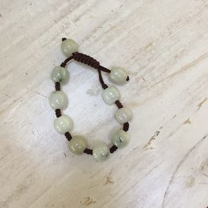 Large blue bead pull tie bracelet