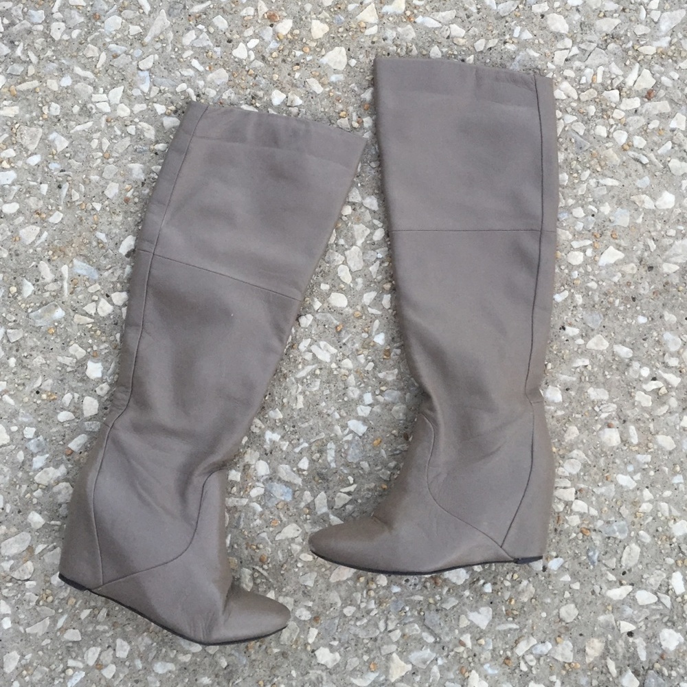 Report Leather Knee Hidden Wedge Boots Sz 6.5