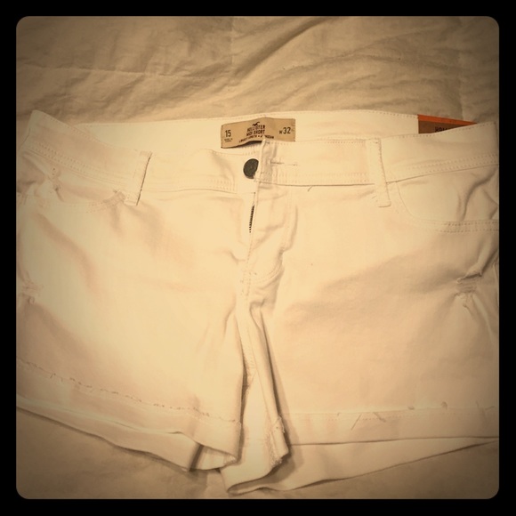 Hollister Pants - White jean shorts