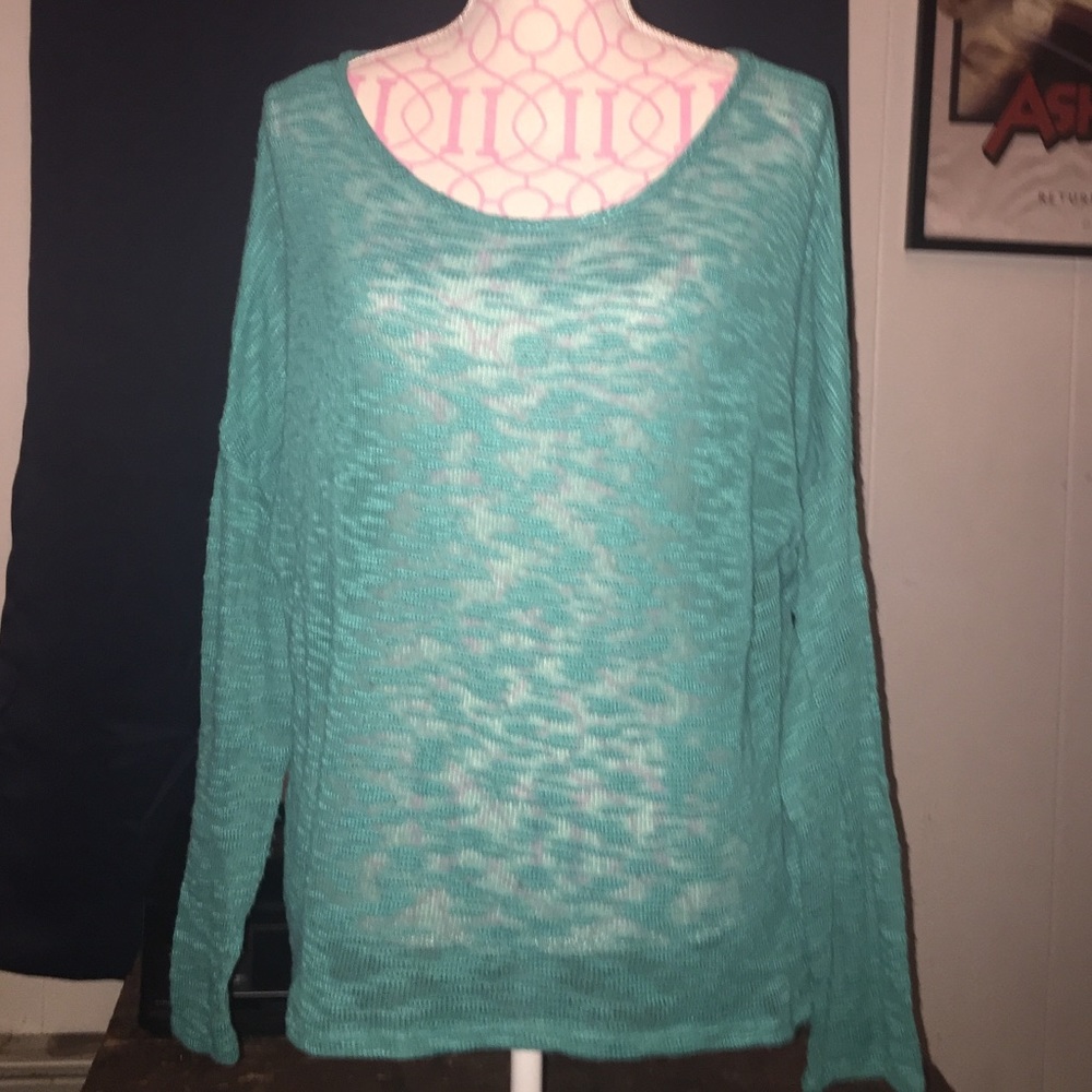 Sheer green long sleeve sweater