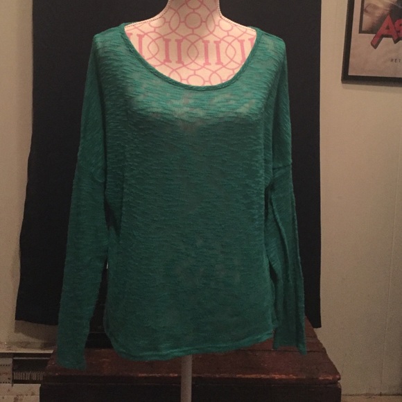 Sheer green long sleeve sweater - Picture 3 of 3