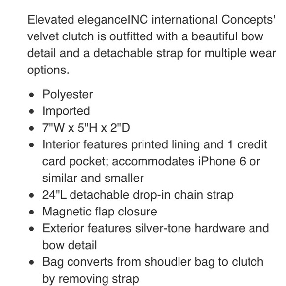 INC International Lessie velvet clutch Sold!!! - Picture 4 of 4