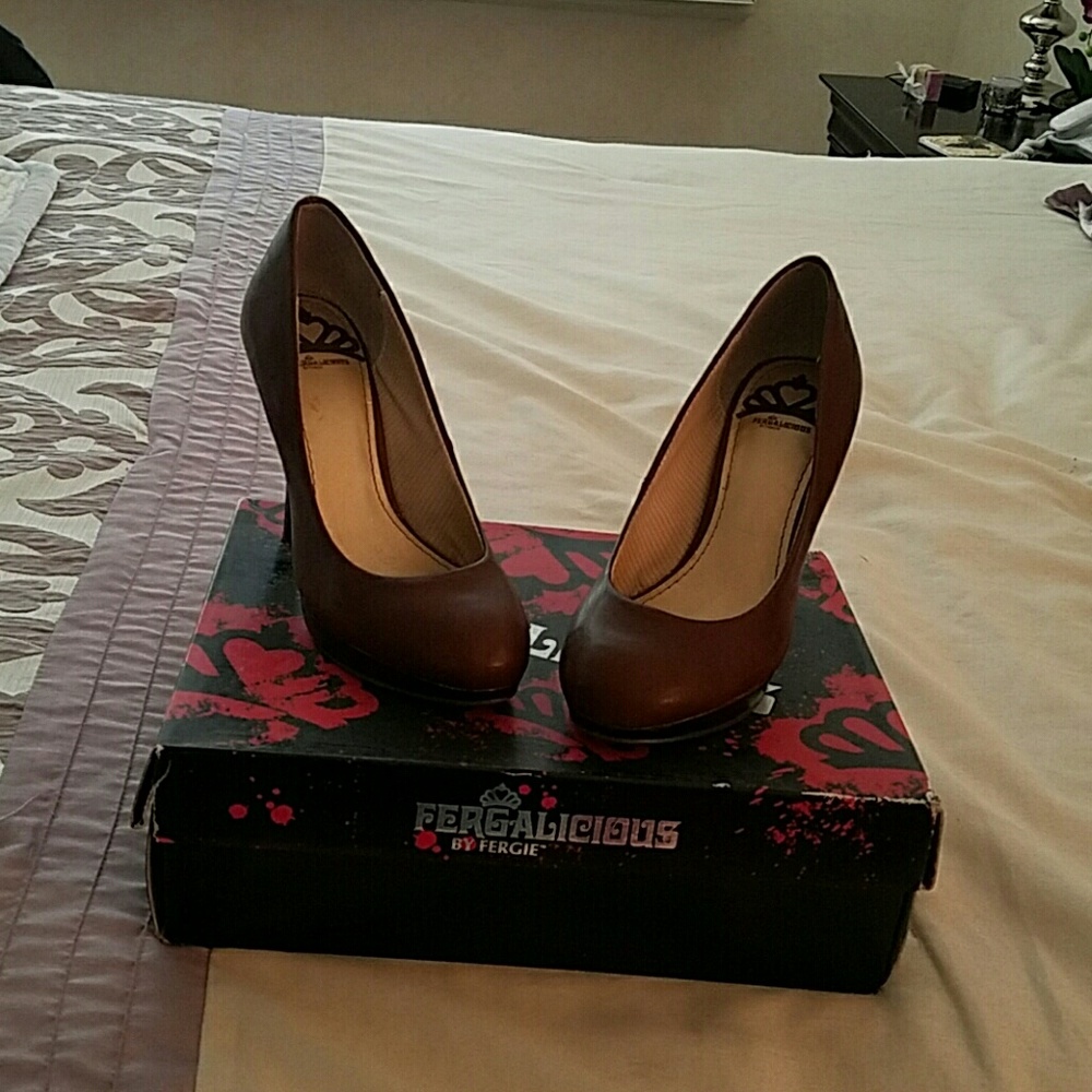Brown high heels