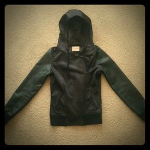 Black leather utility jacket