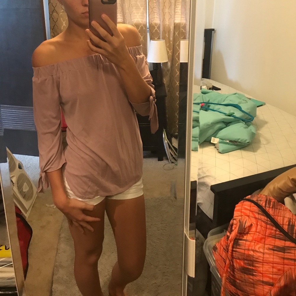 Off The Shoulder Blush Pink Top By Miami