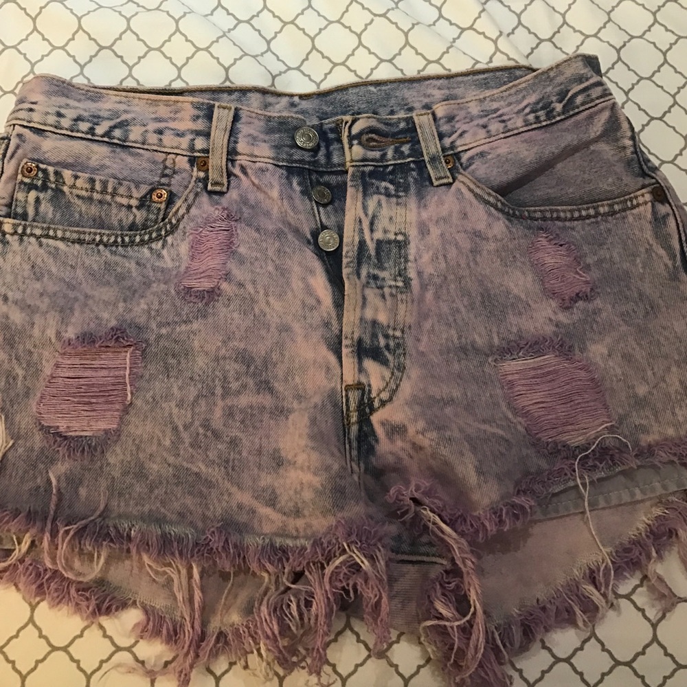 Acid wash lavender shorts