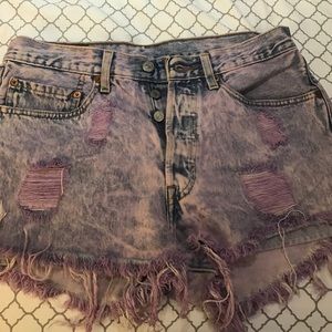 Acid wash lavender shorts