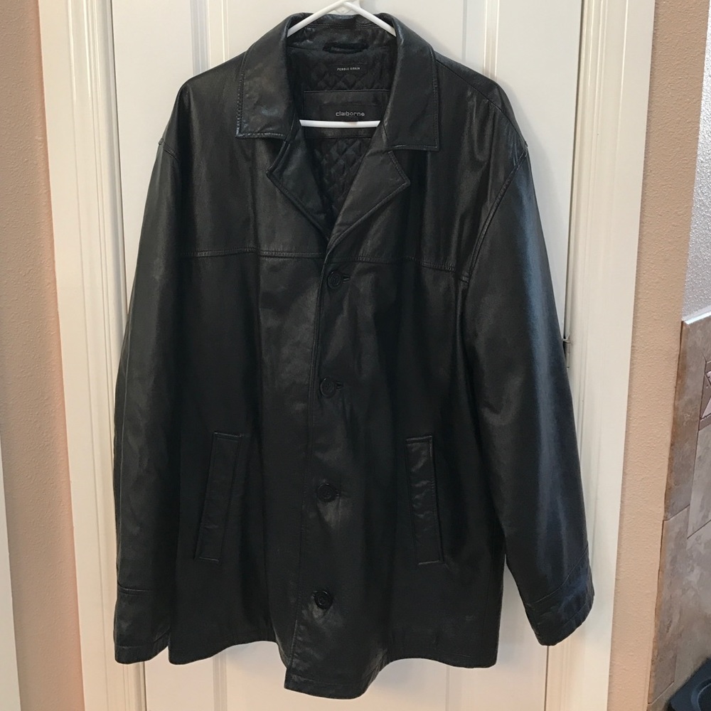 Men Claiborne Pebble Grain leather jacket.