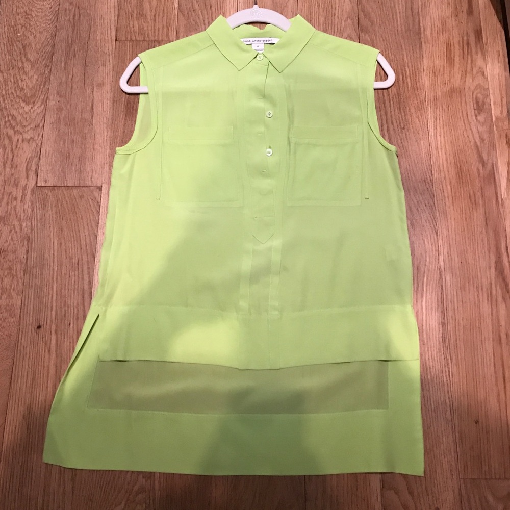 Diane von furstenburg neon green blouse