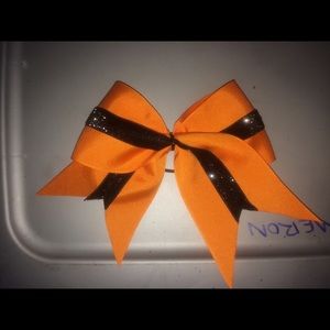 Orange & Black Sparkly Stripe Hair Bow