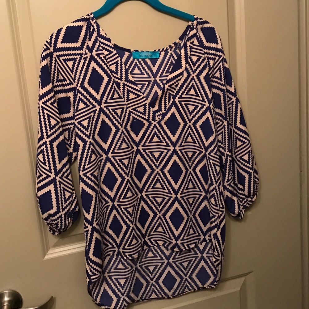 Blue and Cream Blouse