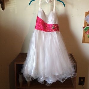 White and pink jeweled dress