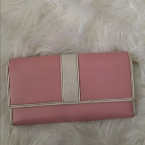 Pink and white 12 slot coach wallet