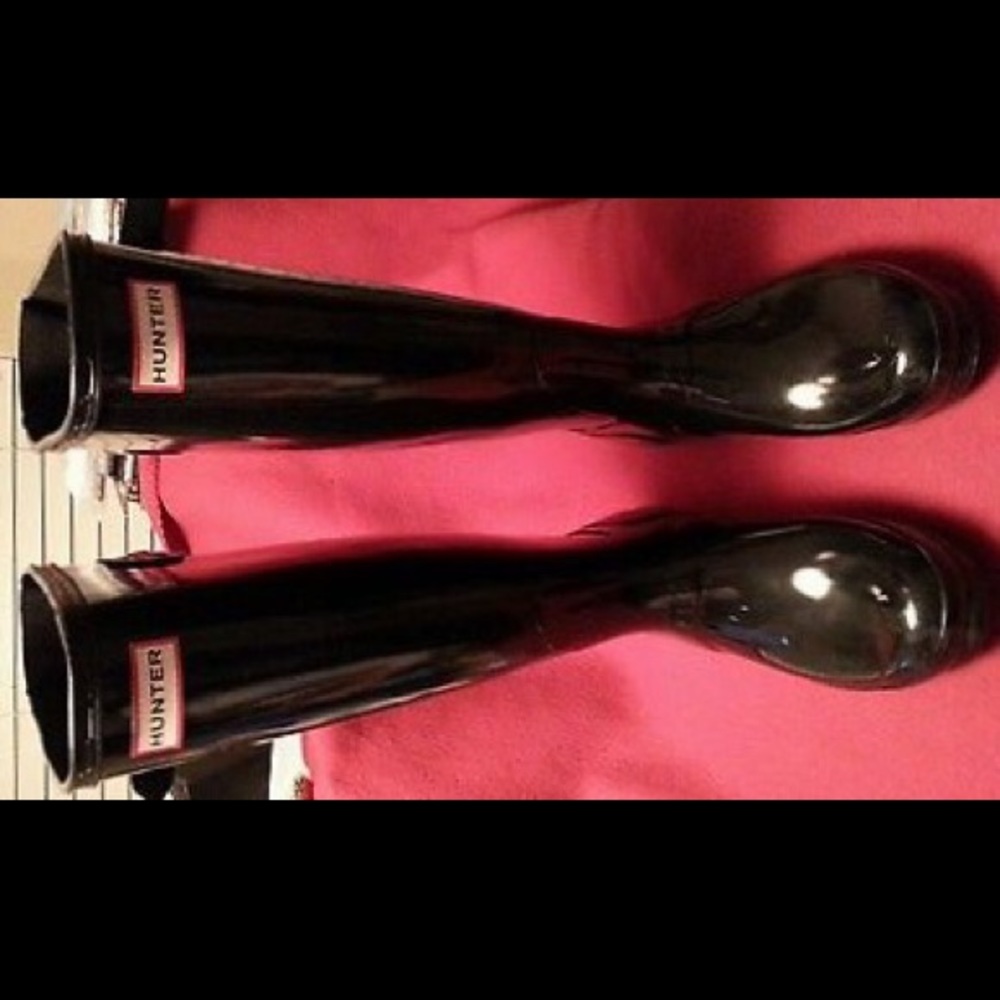 Hunter Original Boots, Adj.  Back, Gloss Black