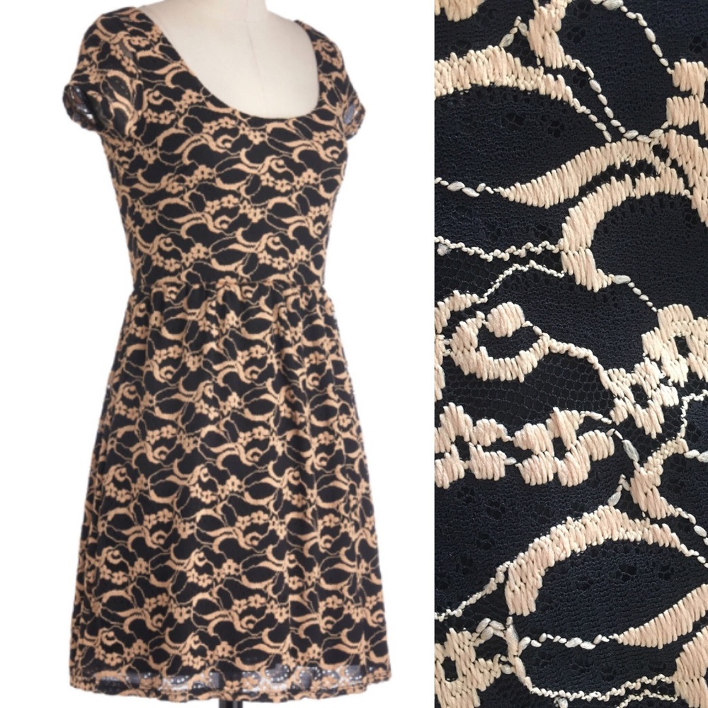 CLEARANCE Black/MatteGold Floral Dress