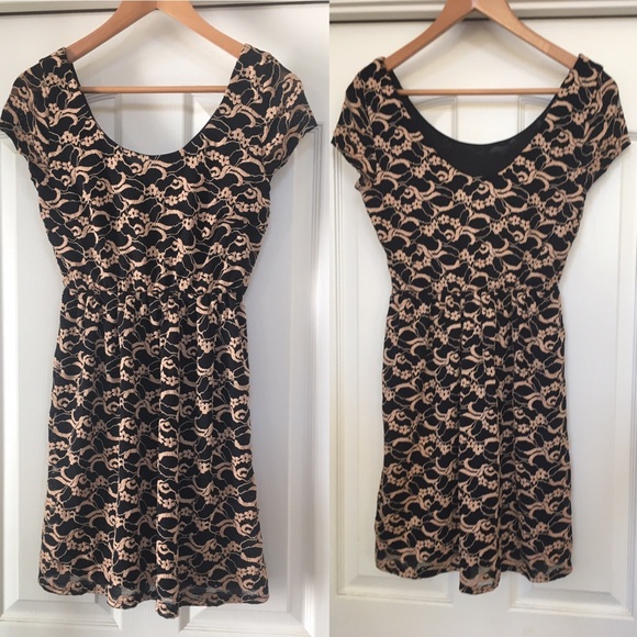 CLEARANCE Black/MatteGold Floral Dress - Picture 2 of 3