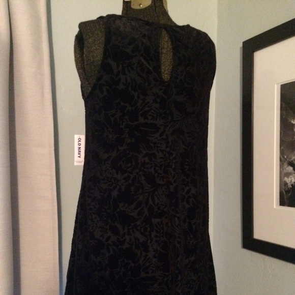 NWT Old Navy black velvet pattern dress - Picture 2 of 3