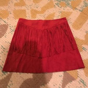 Suede fringe skirt