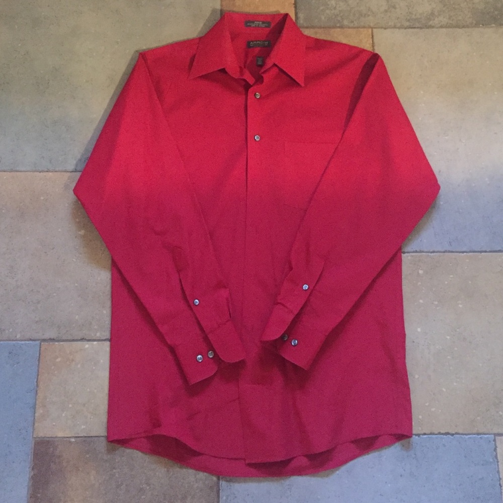 Arrow Red Long Sleeve Button-Up