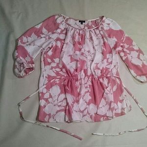 Talbots pink cream floral chiffon blouse Talbots pink cream floral chiffon blouse
