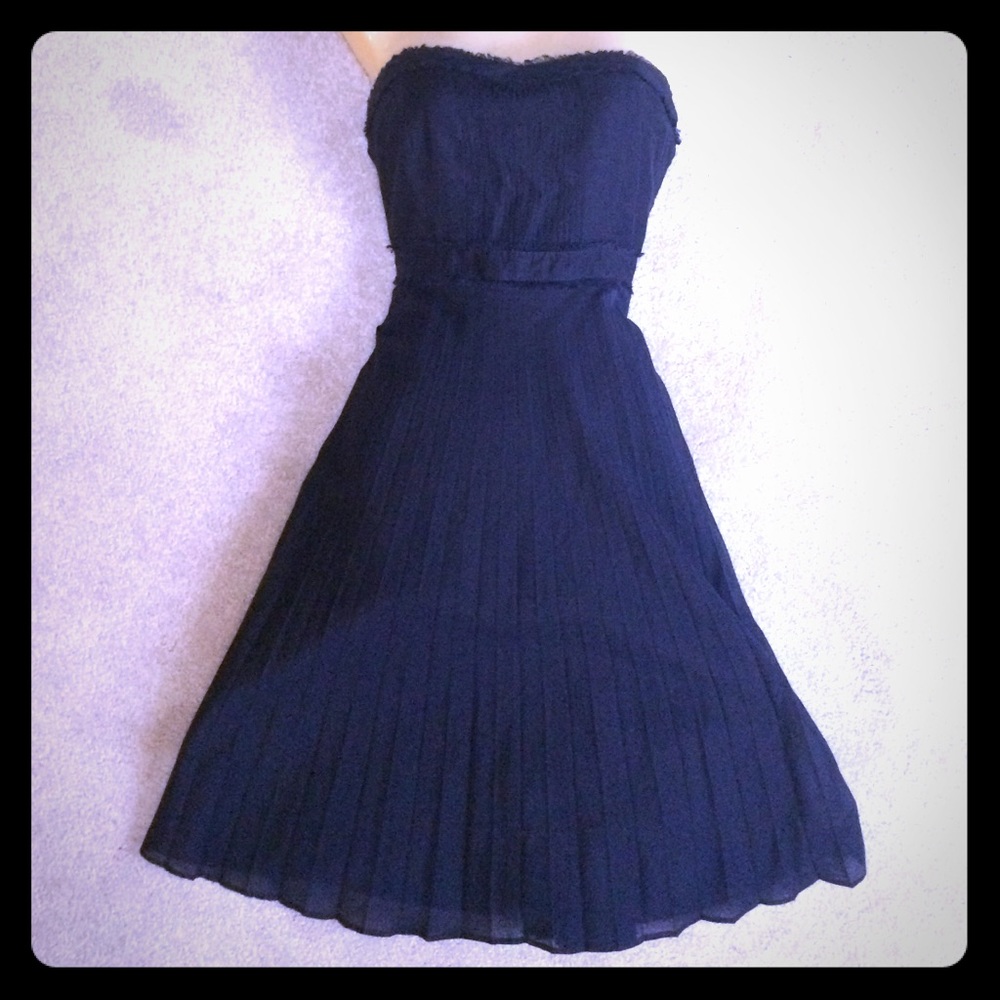 NWT J. Crew Navy Cotton/Silk Strapless Dress 2P