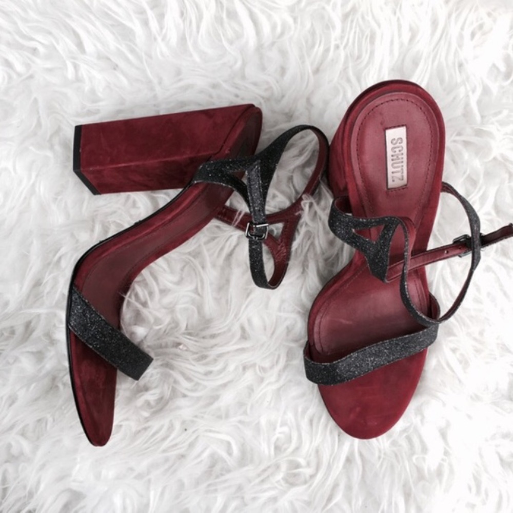 Schutz for anthropologie holiday glitter heels