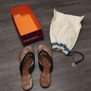 Tory Burch Black Thora Flat Thong Sandal