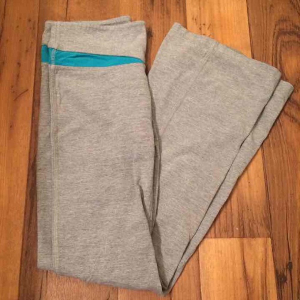 Grey and blue yoga pants