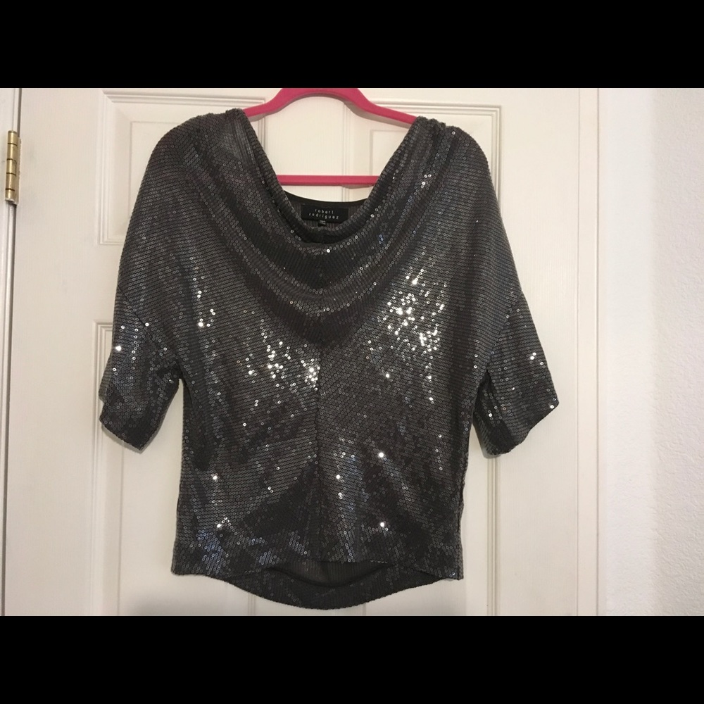 Robert Rodriguez Dark Gray Sequin Top