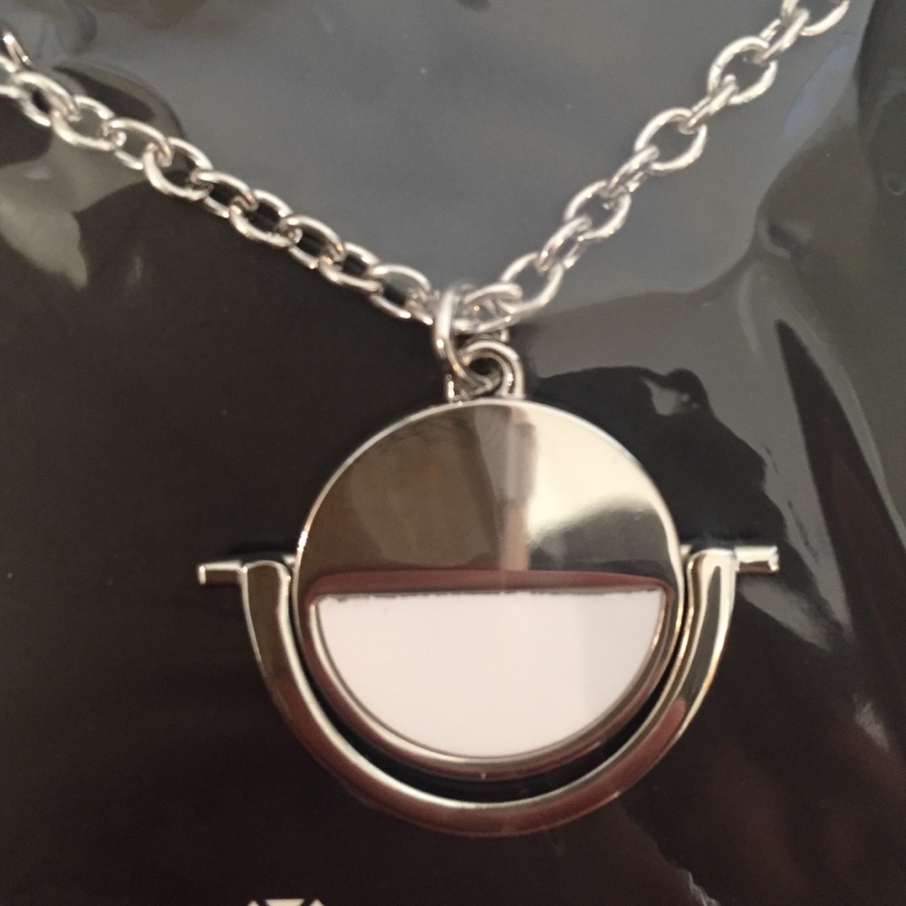 Baublebar white and silver disc necklace
