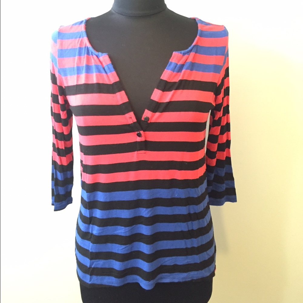 Red Haute Striped Henley