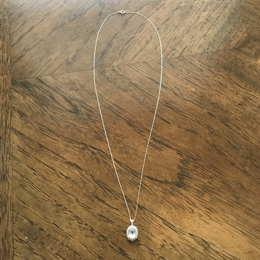 Aquamarine necklace with silver chain