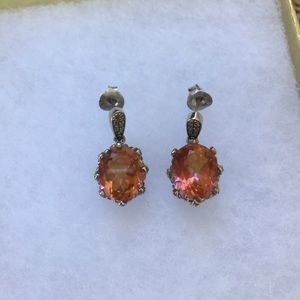 Sterling Silver Ametrine Genuine Diamond Earrings
