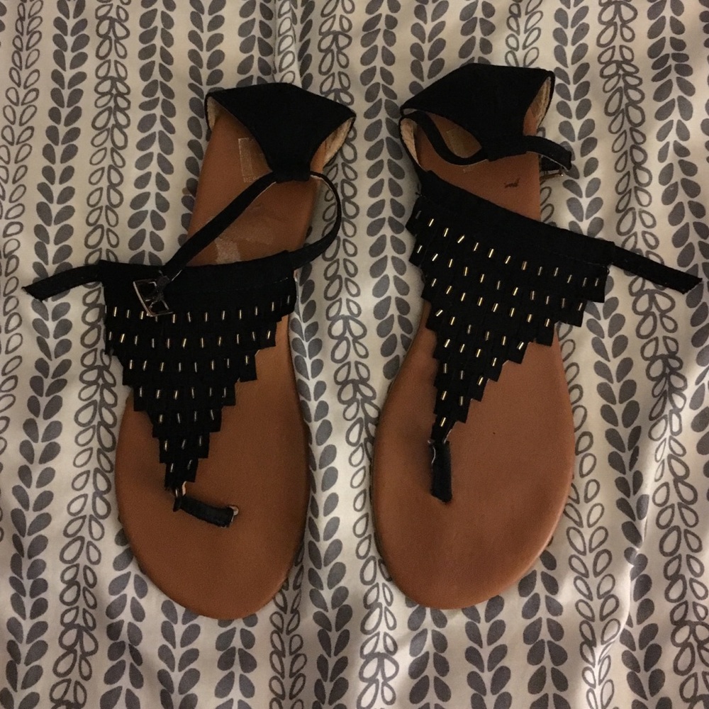 Black and gold sandals