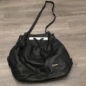 Florian London Black Genuine Leather Bucket Bag