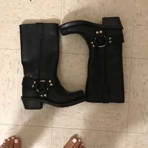 Leather Harley-ish Motor Riding Cowboy Biker Boots