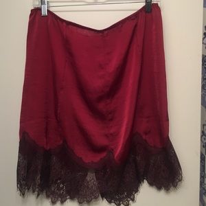 Red laced slip skirt from Free People