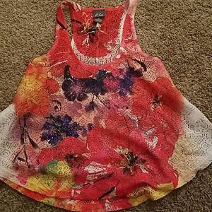 Floral crochet tank