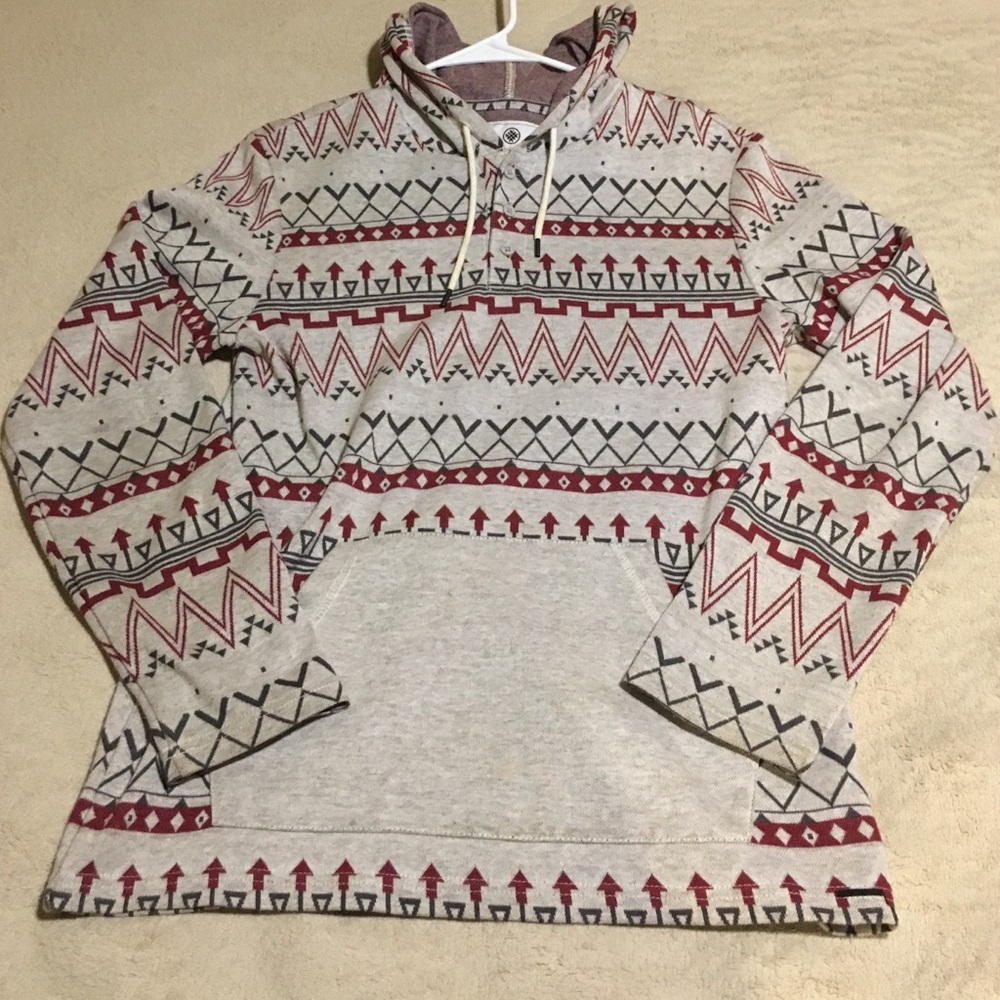 PACSUN ON THE BYAS SWEATER RED TRIBAL