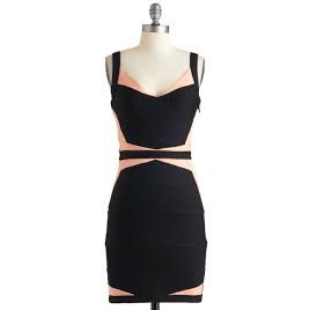 Pink and Black Bandage Dress
