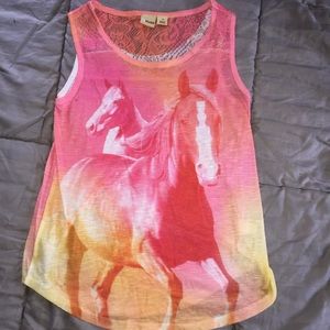red yellow tone tie-dye like tank