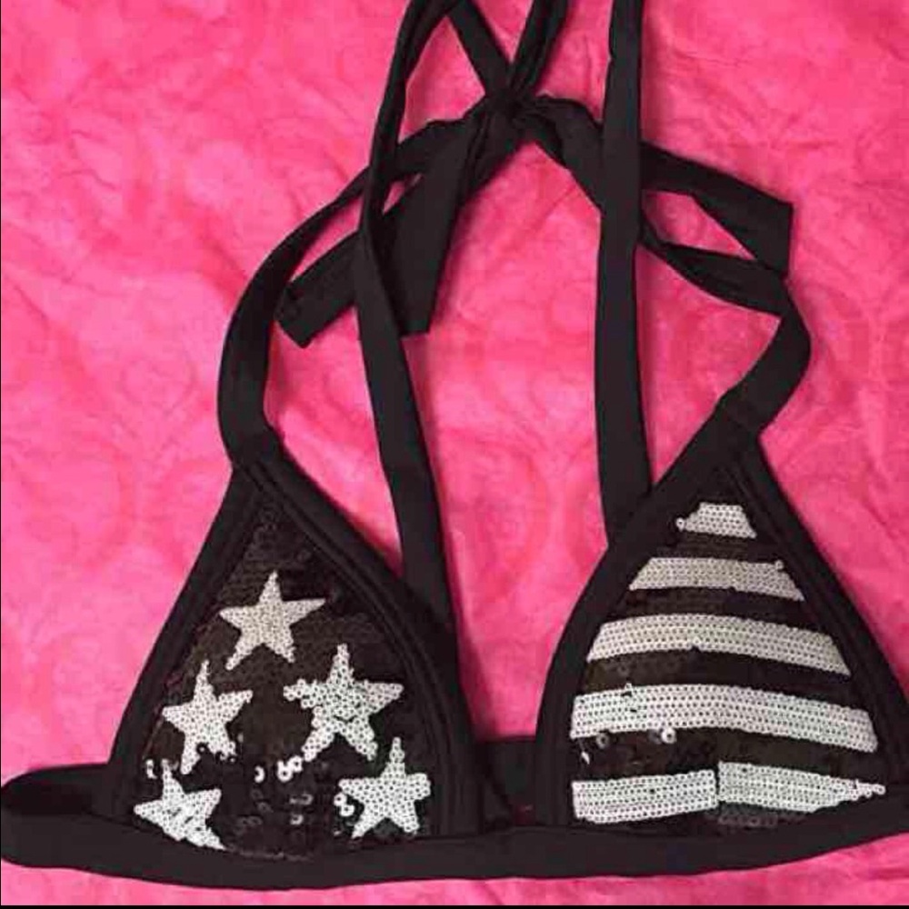 Victoria's Secret American flag bikini top bling