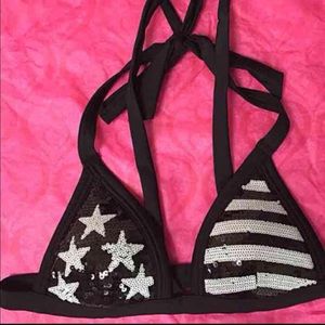 Victoria's Secret American flag bikini top bling