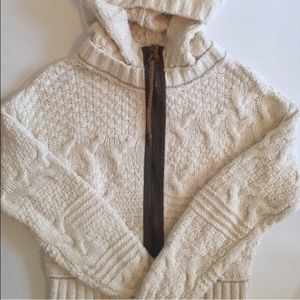 Free People Cable Knit Zip Front Hoodie