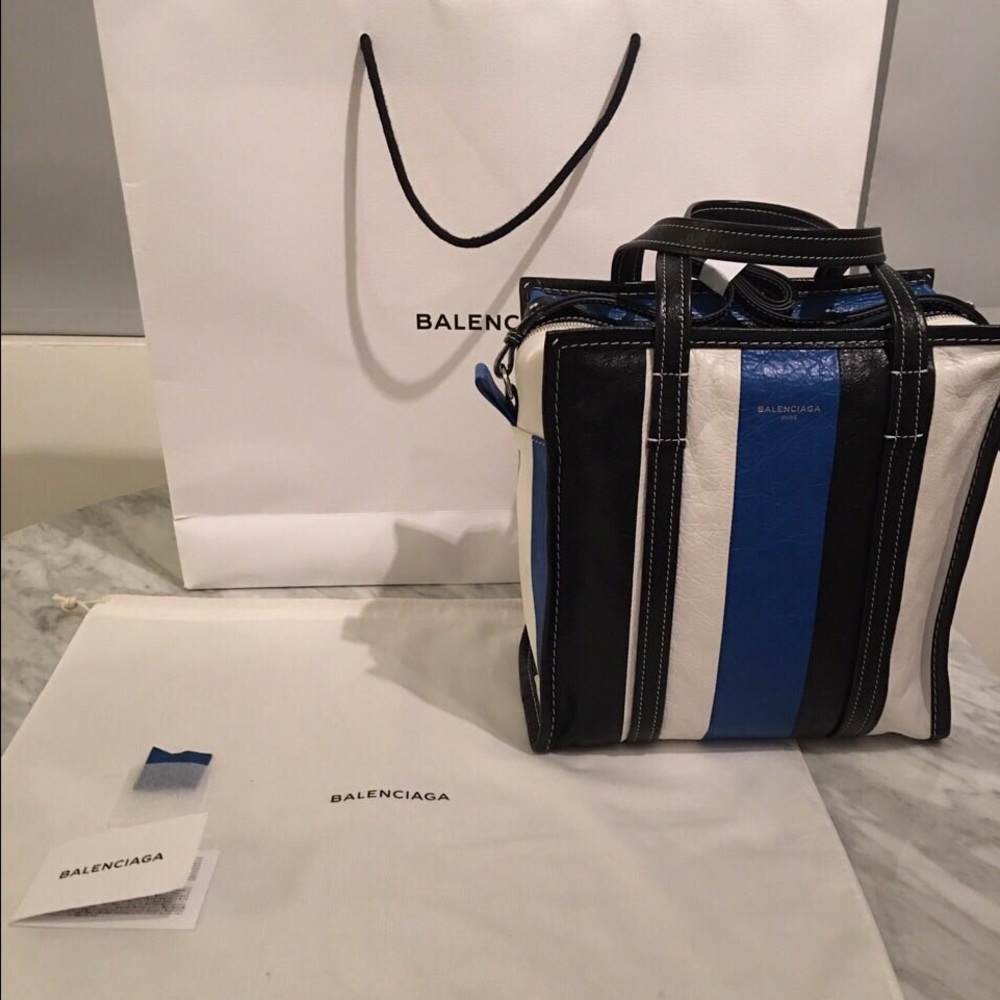 📍SOLD📍Balenciaga Bazar Bag White Blue Black